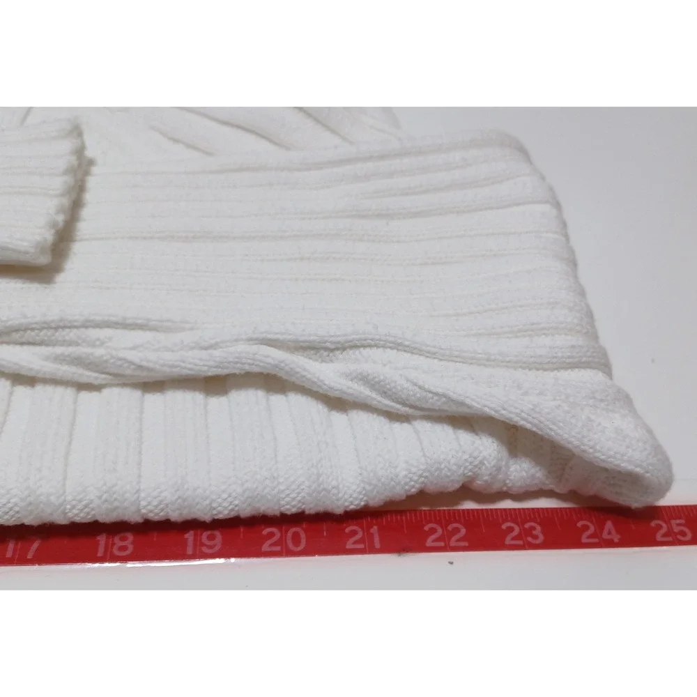 Haven Womens XL Mock Neck Sweater White Organic Cotton Fisherman Quiet Luxury